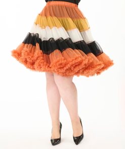 Unique Vintage Plus Size 1950s Style Candy Corn Stripe Ruffled Petticoat Crinoline